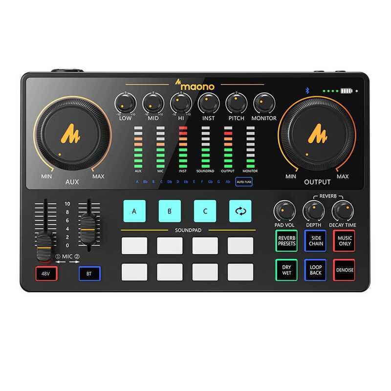 C Maono Ame2 Audio Interface Sound Card DJ Mixer All In One Portable Podcast Studio For Recording,L