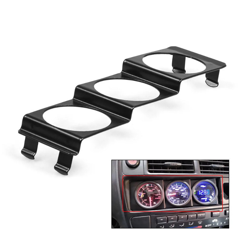 Universal 52mm 3 in 1 Gauge Meter Water Temp Oil Pressure Voltage Dash Panel Pod Black 2 Inch