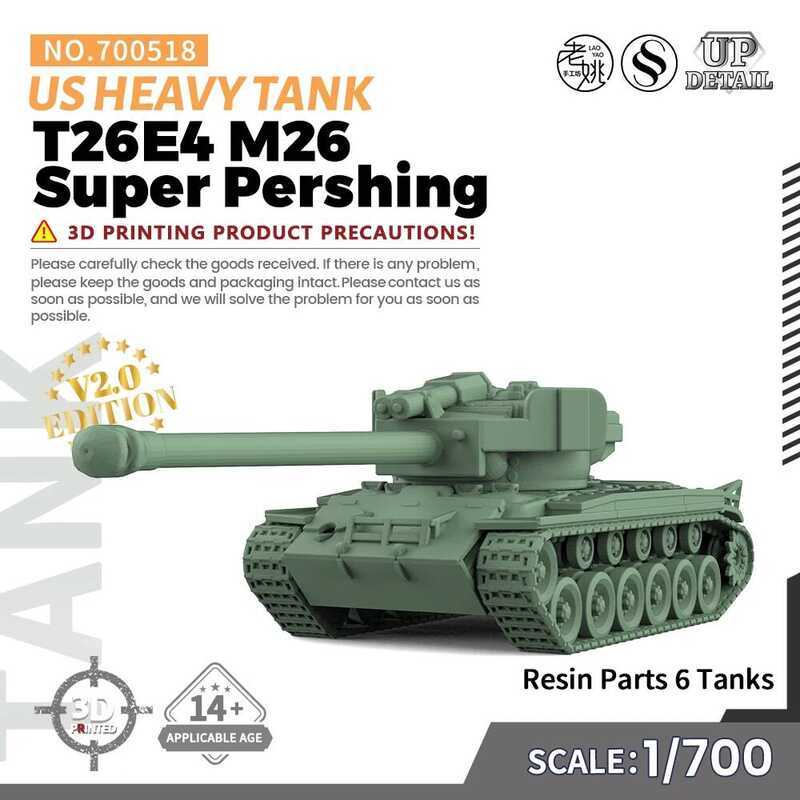 C Army Tank Uned 1/700 Military Model Kit US T26e4 M26 Er Pershing Heavy Tank