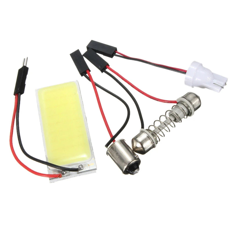 T10 501 W5W BA9S Festoon Dome Interior 36 LED COB Adapter Panel Light Bulb DC12V Pure White