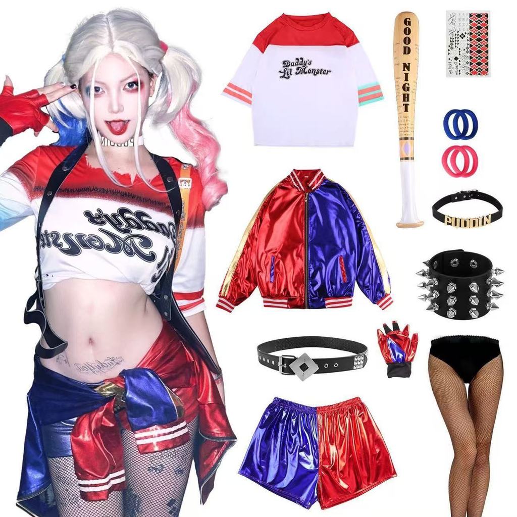 ทีมฆ่าตัวตาย Harley Quinn ทีมฆ่าตัวตายเด็กฮาโลวีน Harley Quinn ชุดคอสเพลย์สำหรับผู้ใหญ่