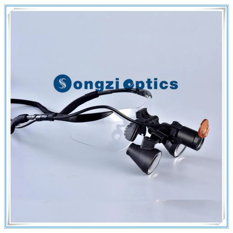 Songzi Optics (2.5X 3X 3.5X Optional) Black Frame Binocular Surgical Dental Loupes and Led Headligh