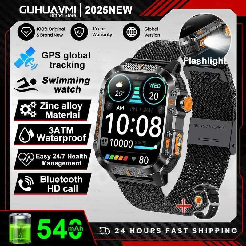 คุณภาพสูง 2025New GPS สมาร์ทวอท์ชสําหรับ Xiai IOS ทหาร Cpass ไฟฉาย Smartwatch ผู้ชาย 10Atm กันน้ํา 1