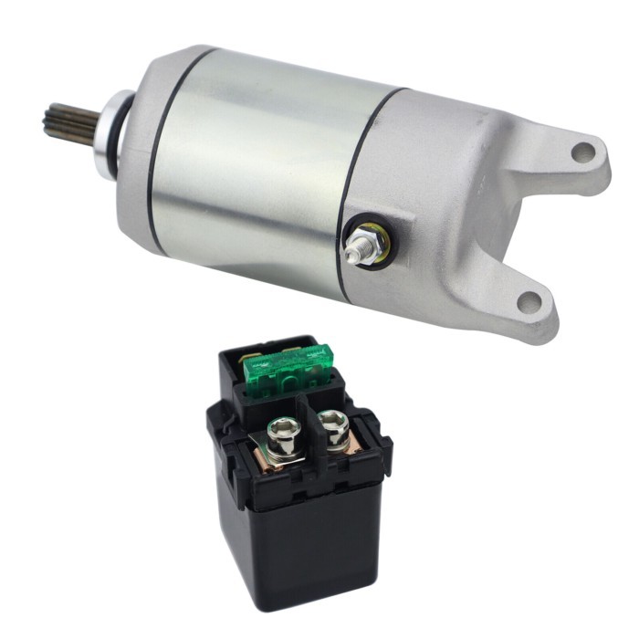 Starter Motor & Relay for Kawasaki Prairie 650 700 KVF650 KVF700 2002-2006, KVF650 2005-2008, 21163
