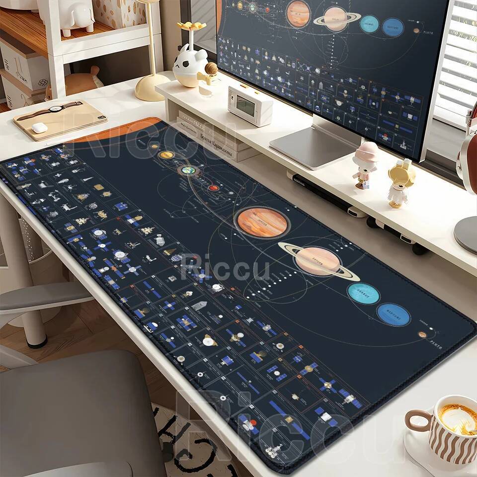 แผ่นรองเมาส์ XXL อะนิเมะ Gamer Mousepad แล็ปท็อป Universe Space Solar System HD พิมพ์ PC Gaming offi