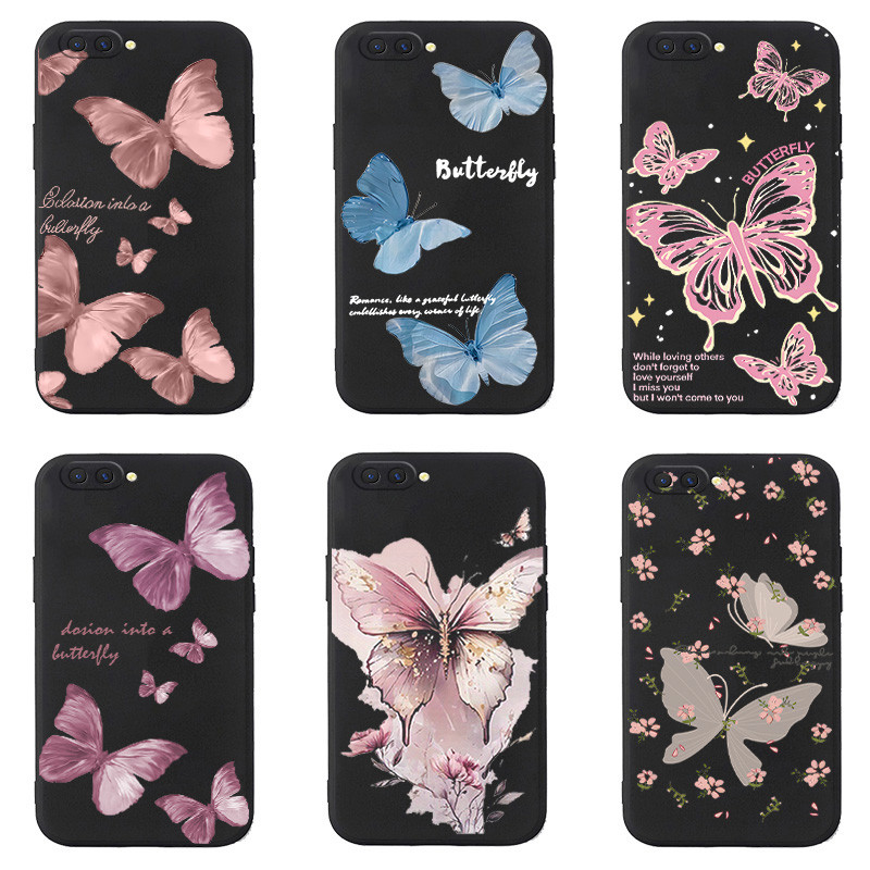 คริสตัลสีฟ้ากลวงผีเสื้อกันกระแทกสําหรับ OPPO RMX2111 RMX3081 RMX3085 RMX3151 RMX3286 Gloss TPU