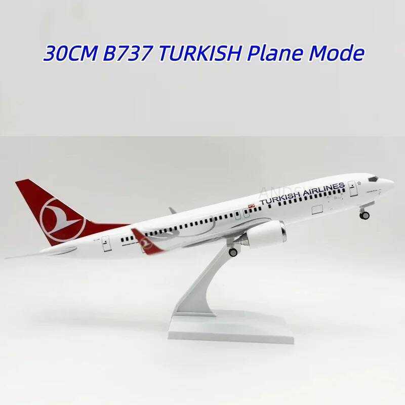C 1/130 Scale 30Cm Aircraft B737 Turkey Airways Resin Airplane Model Toy Children Gift For Collecti