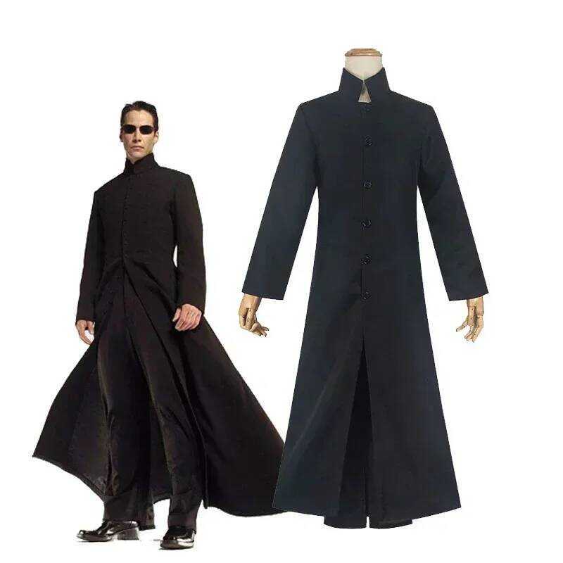 C Matrix Cosplay Custom Black Cosplay Costume Neo Trench Coat Halloween Party Costumes For Men Cos