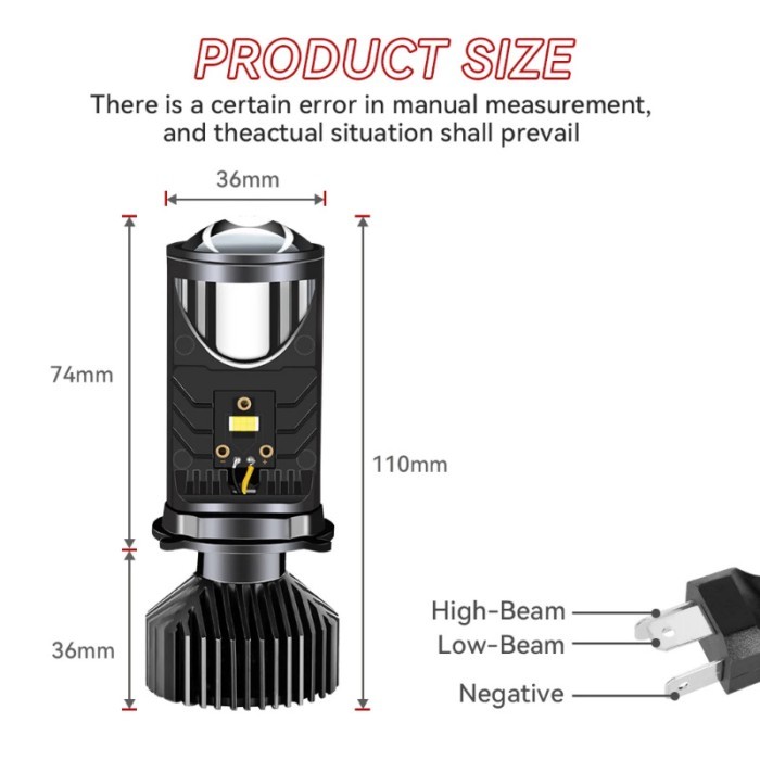 H4 LED Projector Bulbs Car Headlight Bi LED Lens Projector 20000LM 90W  H4 Mini Projector Lens Head
