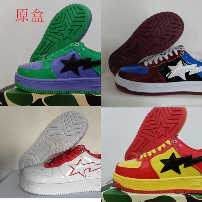 Original BAPESTALOW Classic Five-Pointed Meteor Low-Top Sports Casual รองเท้าผ้าใบ vibe รองเท้าสเก็ต