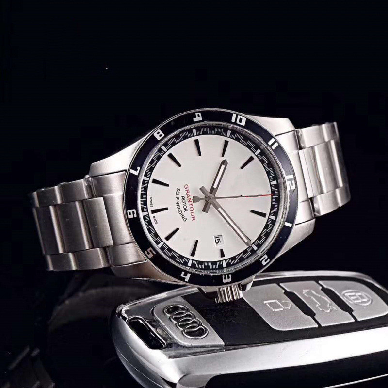 ยิงจริง❤ 2020 ปฏิทินสแตนเลส 3 มือสําหรับผู้ชายนาฬิกากลไกอัตโนมัติ DT นาฬิกา 577