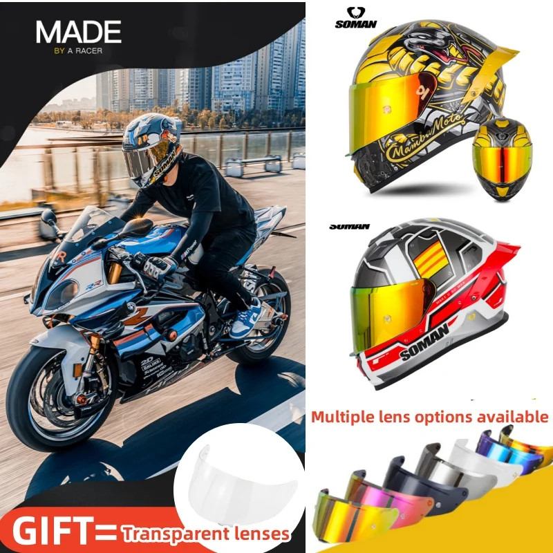 SOMAN New Motorcycle Racing Full Helmet Noise Reduction Racing Helmet F1 Men's and Women's Cycling