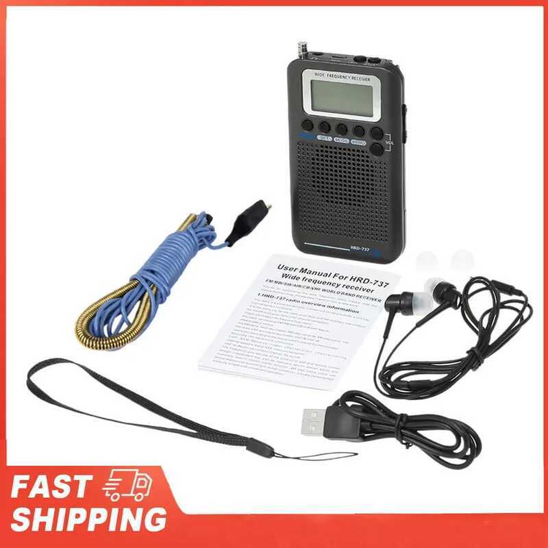 C Hrd-737 Portable Full Band Radio Aircraft Band Receiver Fm/Am/Sw/ Cb/Air/Vhf World Band With LCD