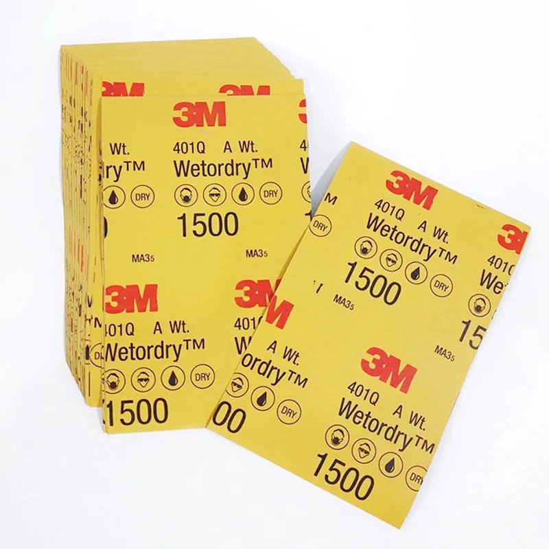 3M 1500 Grit Wetordry Abrasive Sheet 401Q Wet or Dry Sanding paper, Fine Grit for auto body wet and
