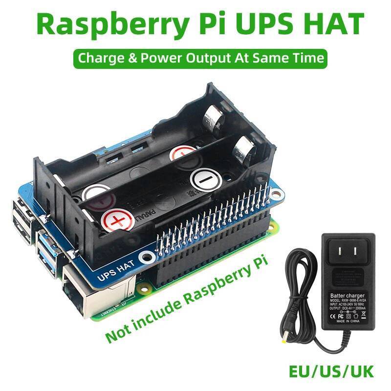 SHCHV เครื่องสํารองไฟ UPS HAT Stable 5V Power Output สําหรับ Raspberry Pi 4 รุ่น B 3B + 3B