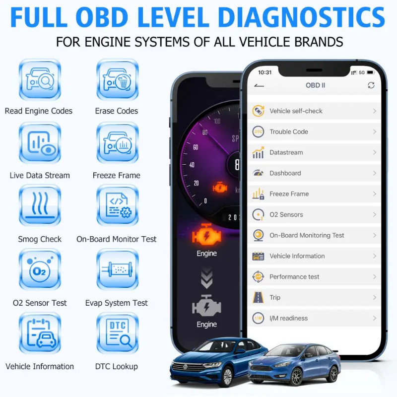 ANCEL BD300 OBD 2 Code Reader OBD2 Scanner Bluetooth EPB Oil Reset Car Engine Diagnostic Scan Tool