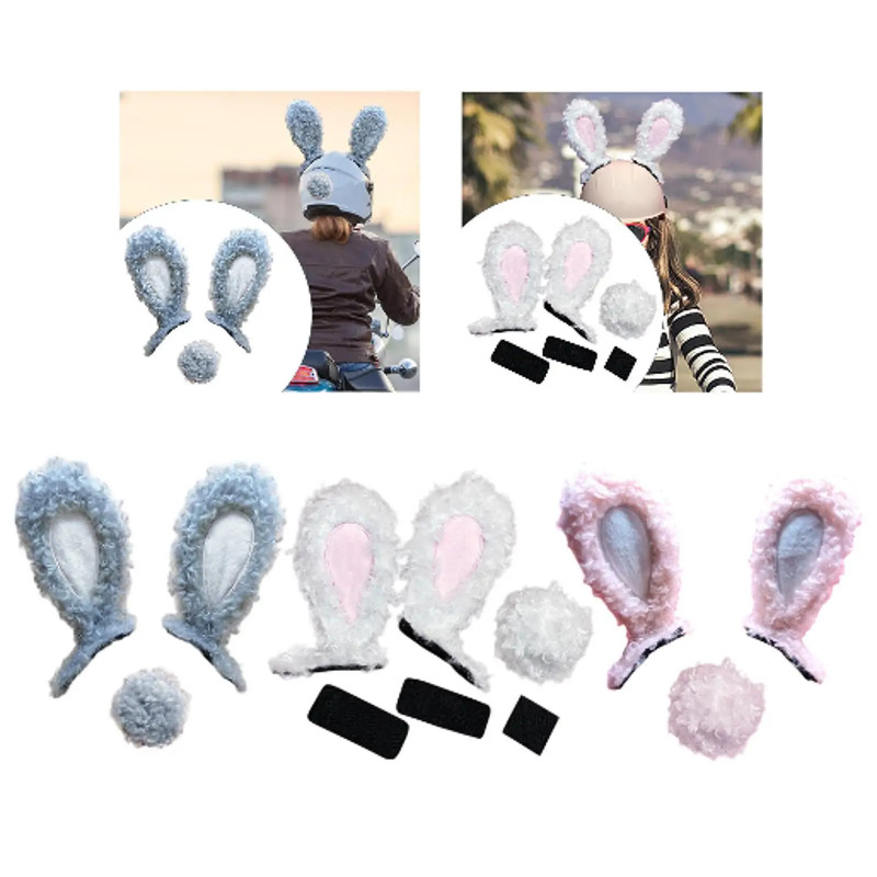 Bicycle Helmet Bunny Ears Helmet Bunny Ornament, with Tail Cartoon Helmet Decor,