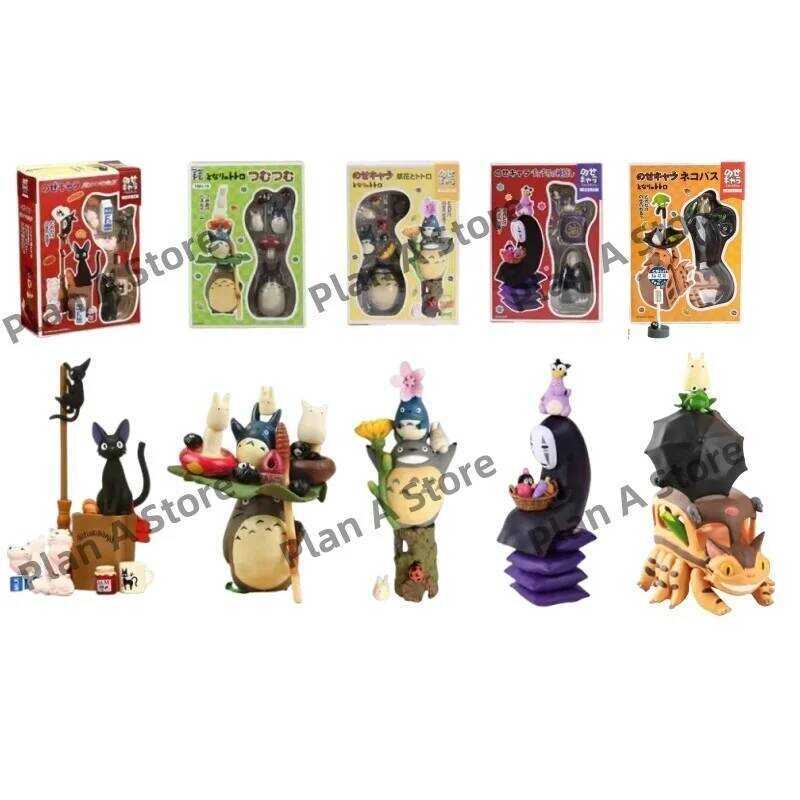 C New Anime Totoro Figure Model Toy Totoro Stacking Black Cat Stacking Fun No-Face Man Collection M