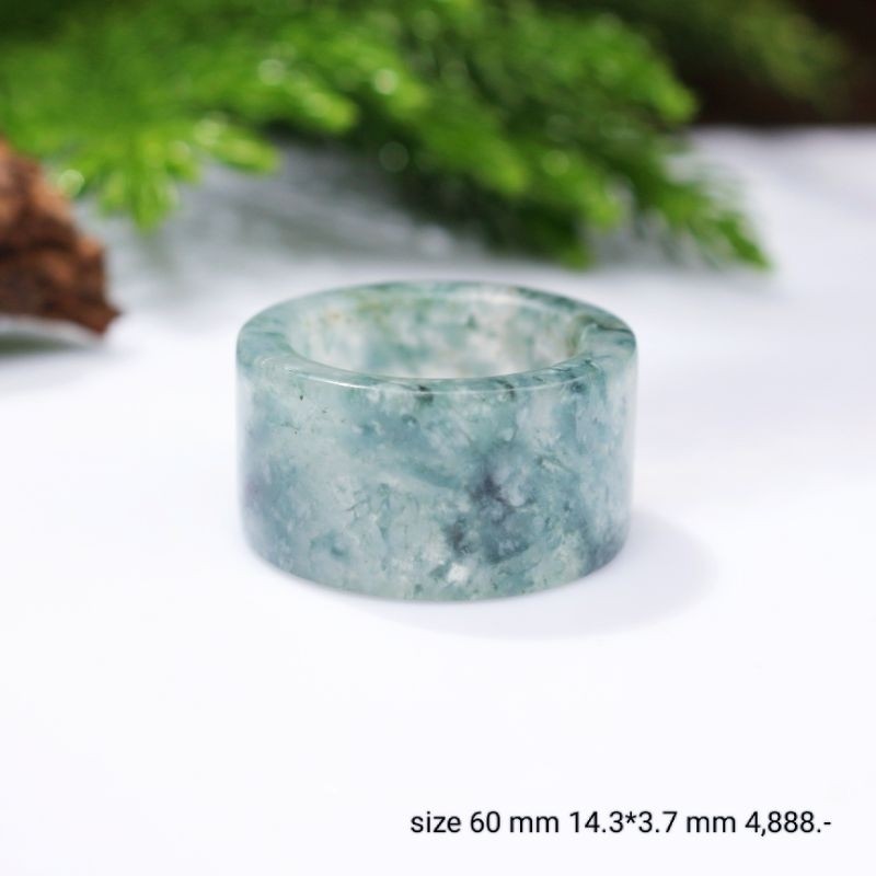 แหวนหยกทรงท่อ moss in snow ️️ size 60 mm