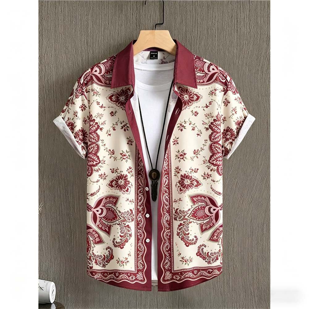 เสื้อฮาวายผู้ชาย ลายดอกไม้ Bohemian สบายและระบายอากาศ