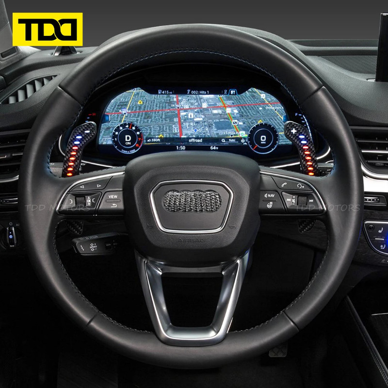 Carbon Fiber Magnetic LED Paddle Shifter For Audi A1 A3 A5 A8 Q3 Q4 Q5 Q7 Q8 S1 S3 S5 SQ5 SQ8 RS3 R