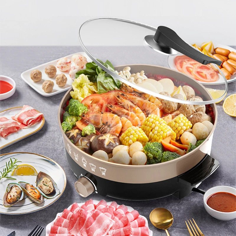 1500W 4.5L Multifunctional Electric Cooker Heating Pan Electric Cooking Pot Machine Hotpot Noodles