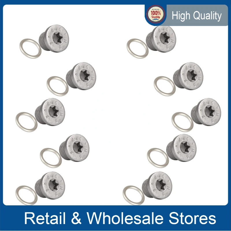 10Pcs N0138157 N91167901 Engine Oil Pan Drain Plug Kit For VW Jetta Golf CC PASSAT AUDI Q3 Q5 Q7 TT
