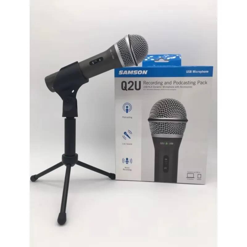 ไมโครโฟนไดนามิก SAMSON Q2U พร้อมการ์ดเสียงในตัวและไมโครโฟน USB สําหรับการบันทึกระดับมืออาชีพ การทําส