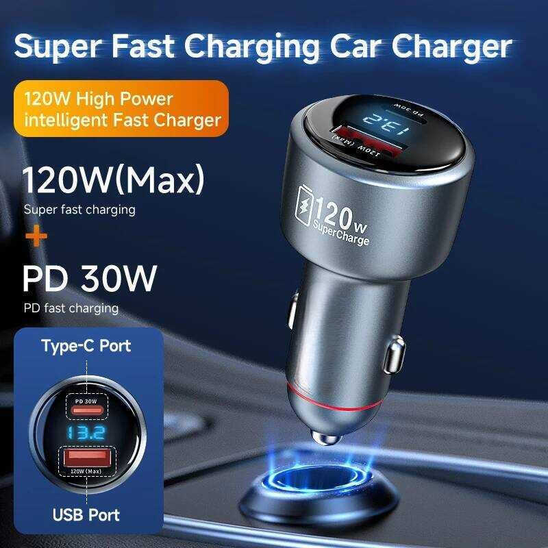 ▥ 120W Xiaomi USB Type C Car Charger 67W 6A Turbo Fast CHARGING ADAPTER สําหรับ Mi 14 13 13T 12
