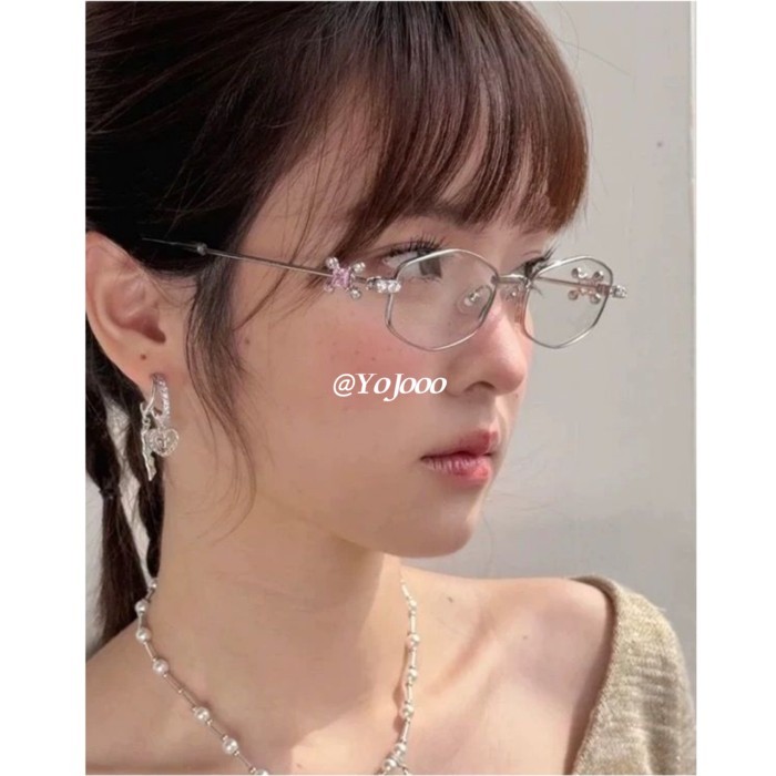แว่นกันแดดรูปไข่ ป้องกันรังสีอัลตราไวโอเลตและแสงฟ้า สไตล์เดียวกับYoJooo Jennie