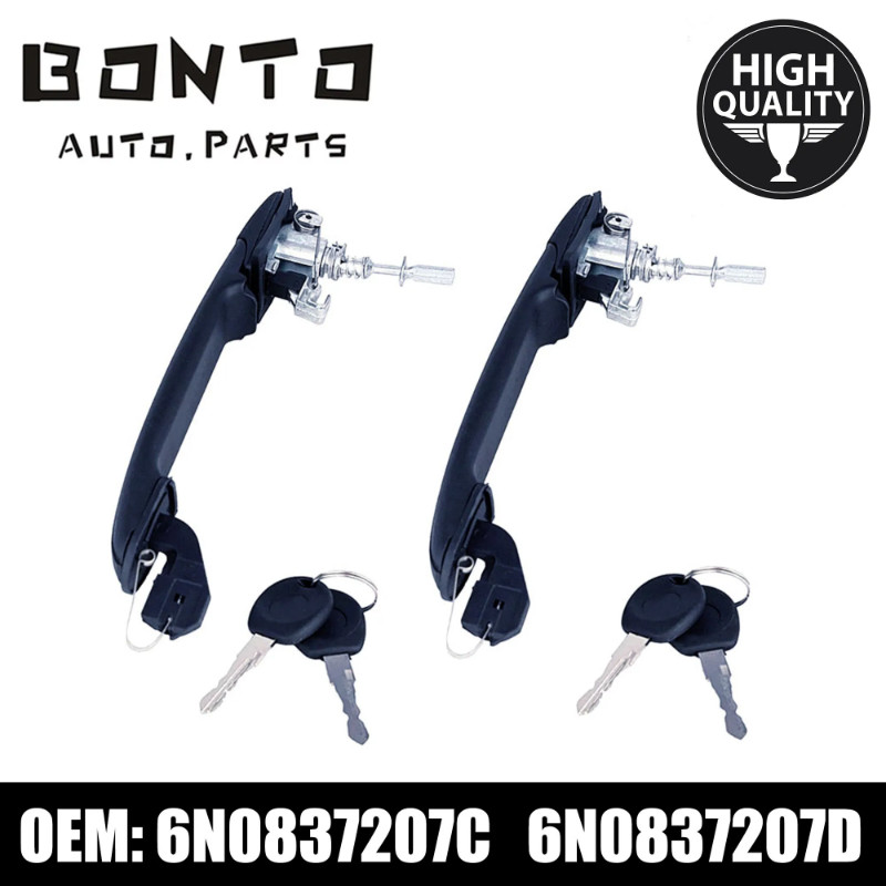 BONTO 1 set Car Front Right Left Door Lock Handle With 2 Barrel Keys For POLO 6N 6N1 6N2 Replace 6N