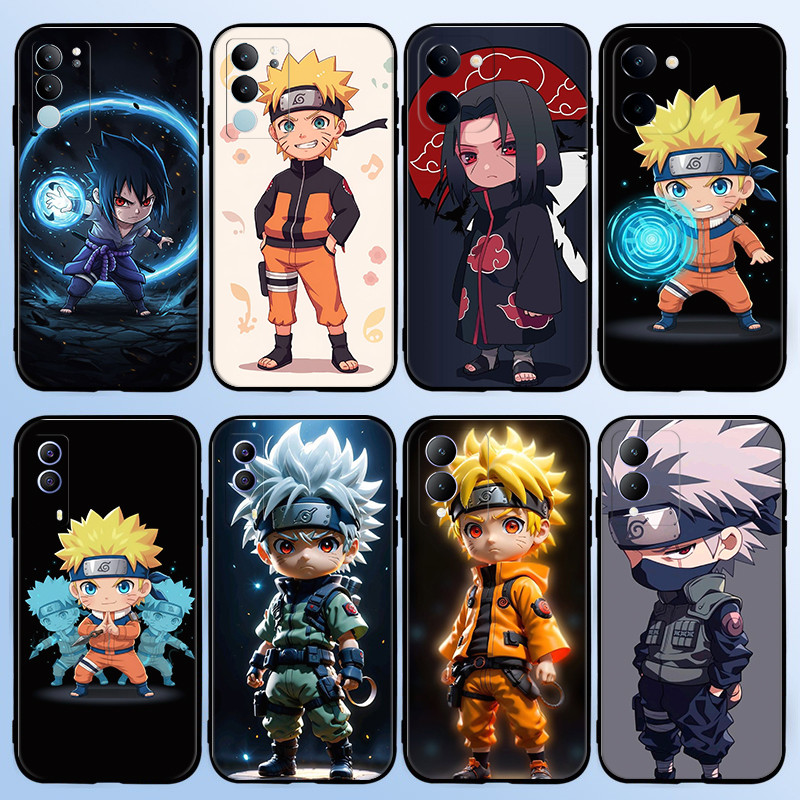 ซิลิโคนสีดําโทรศัพท์ป้องกันกรณีน่ารักการ์ตูนอะนิเมะ NARUTO สําหรับ Vivo U3 Y19 S1 S16 S17 S19 Pro S1