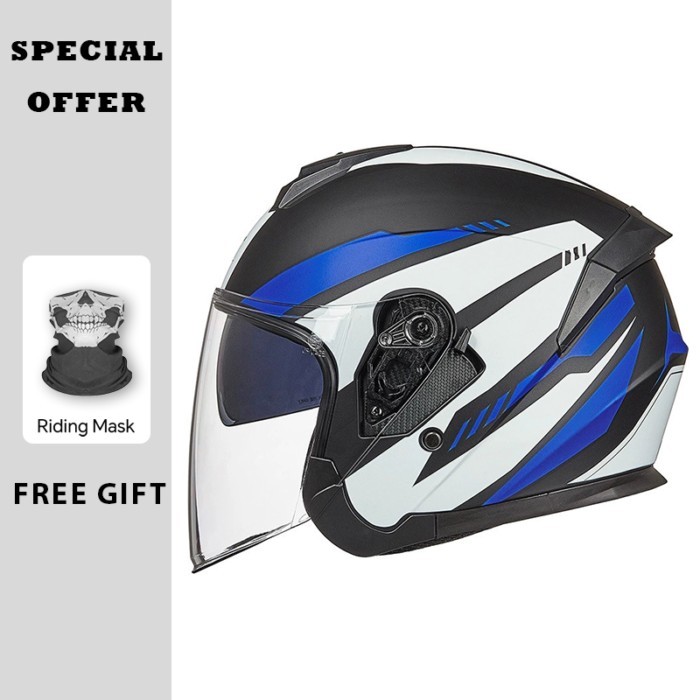 DOT Approved Double Visors Motorcycle Helmet Racing Safety Protective Riding 3/4 Open Half Face Hel