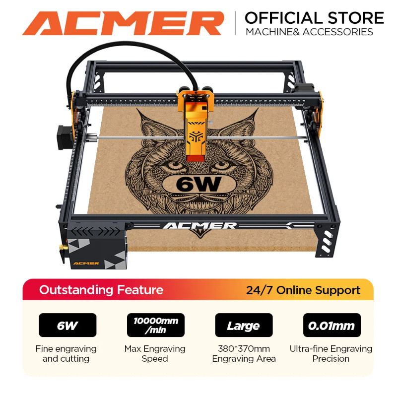 ACMER P1 S Pro 6W lasers engraving machine GRBL APP Offline  Control 445±5nm Blue CNC cutting machi