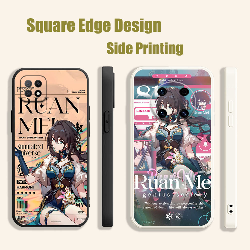 ปลอกสําหรับ OPPO Reno6 Reno 7 7z 5K A16E A16K A94 Ruan mei honkai star rail DJD02 เคสโทรศัพท์ขอบสี่เ