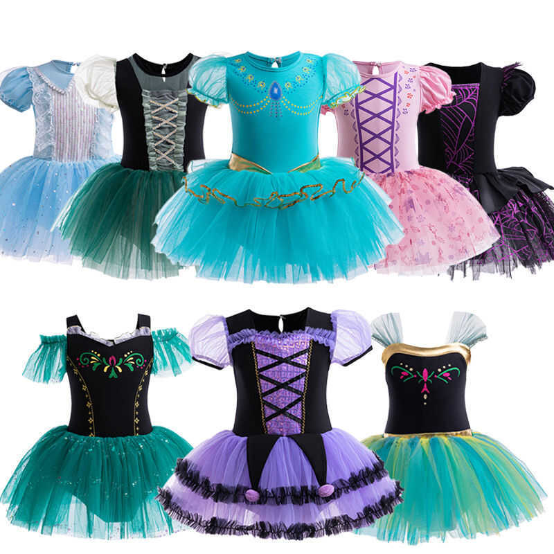 C Girls Ballet Dance Outfit Short Sleeve Dance Skirt Child Performance Costume Polyester Fiber Ball