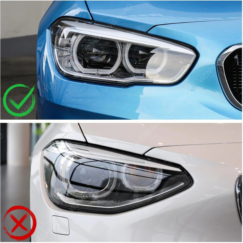 2Pcs ABS Gloss Evil Headlight Eyebrows Eyelid For BMW 1er F20 F21 Facelift 116i 118i 120i 125i M135