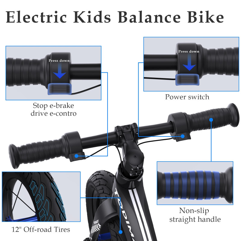 Lithium Battery Powered Children Riding 12inch Electric Bicycle Toy Kids Balance Dirt Bike for Chil