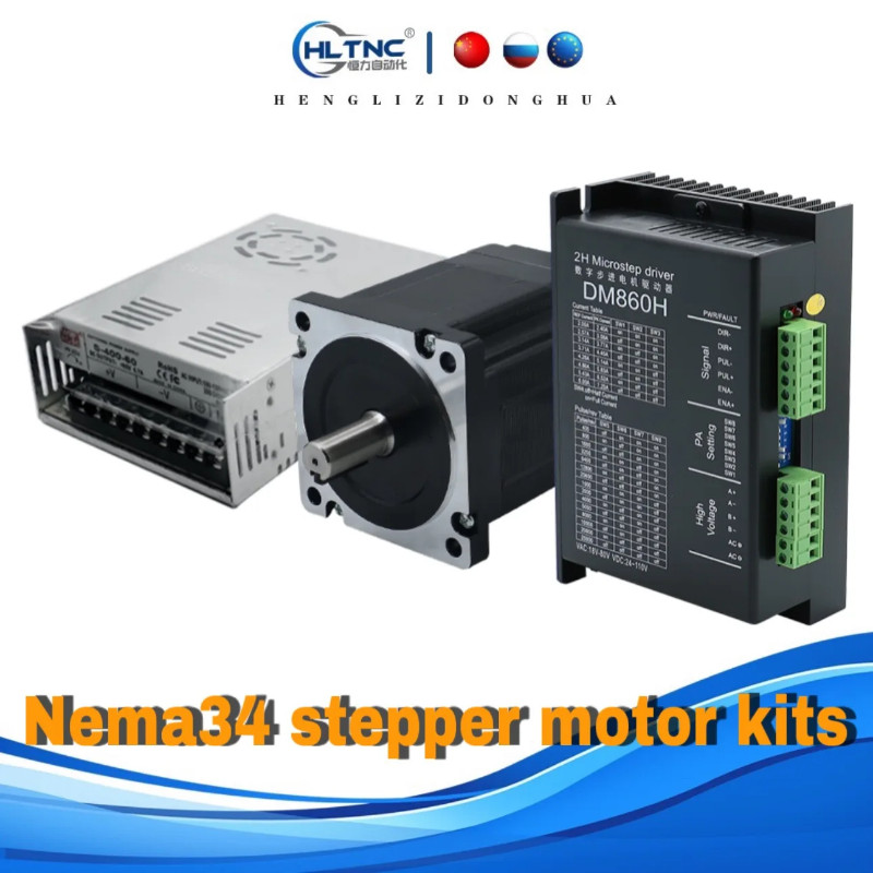 NEMA 34 Open Loop Stepper Motor Driver Kit 4.5N 8.5N 12 N.m DM860H 2.4A-7.2A for 3D printer CNC Eng