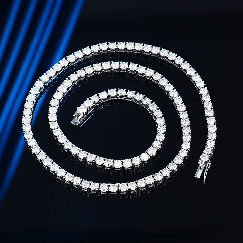 4mm/0.3ct moissanite diamond tennis necklace with GRA certificate