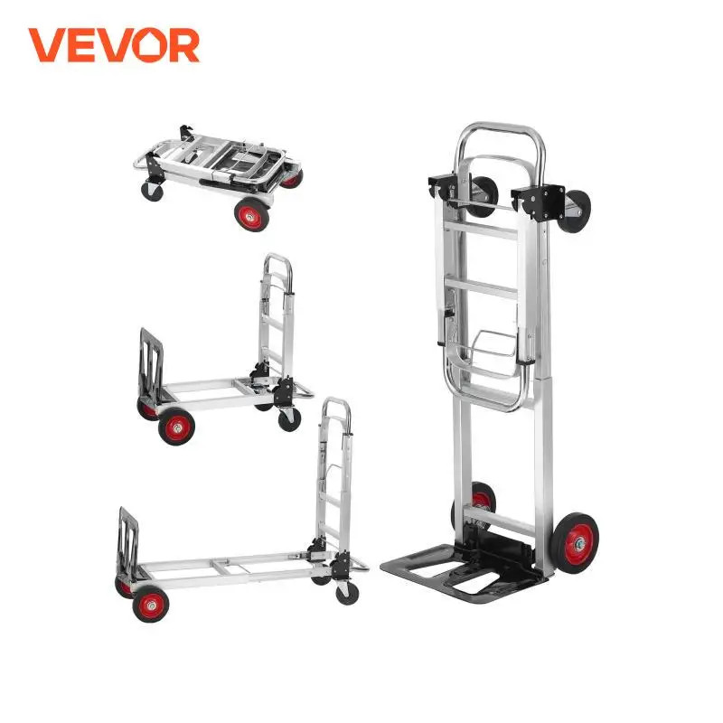 VEVOR Folding Hand Truck Aluminum Heavy Duty Industrial Collapsible Dolly Cart for Transport and Mo