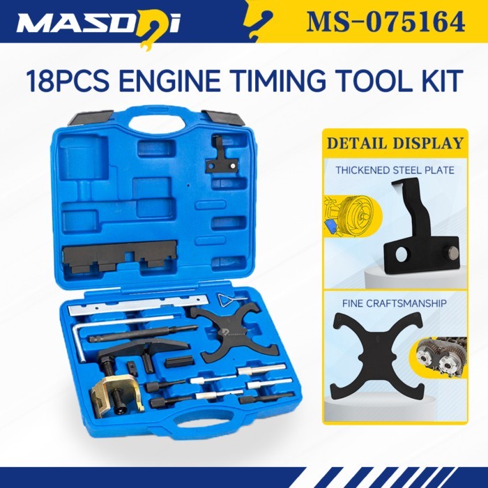 Masdsi 18-Piece Engine Camshaft Timing Tool Kit, Flywheel Locking Tools, Ford Fiesta Focus Volvo Ma