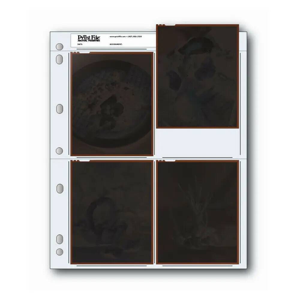 PrintFile 4x5 Negatives Film Preservers หน้า 4x5 Film Acid-free Bags Standard Binder 45 กล้อง Format