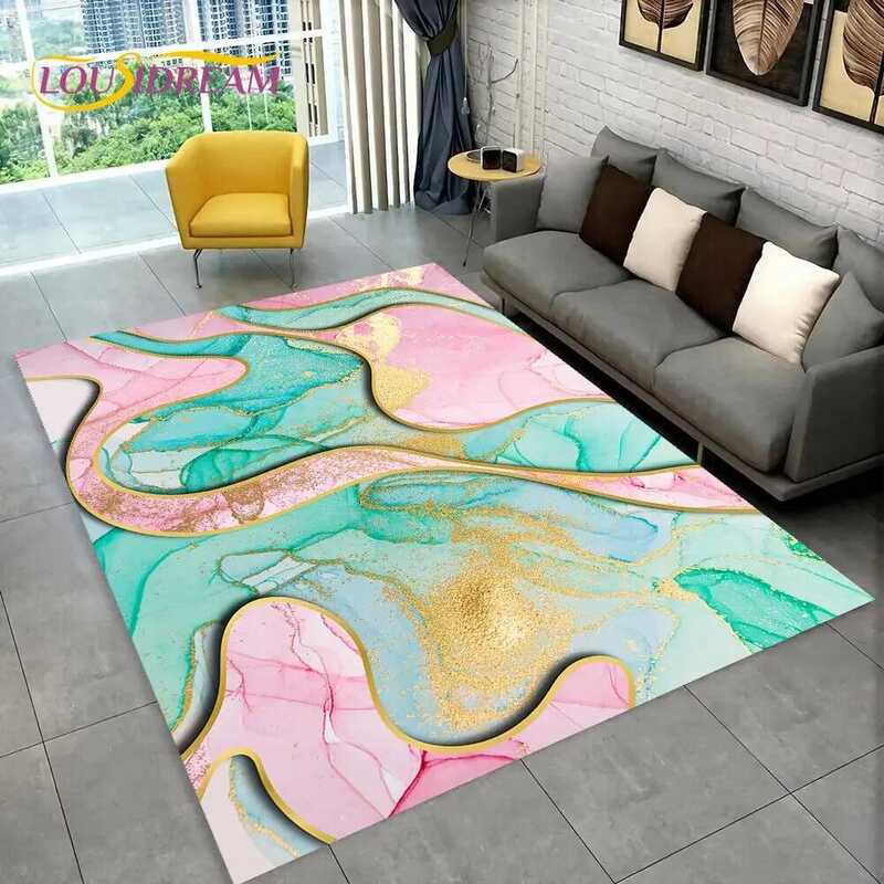 C Colour Gold Nordic Marble Splendid 3D Area Rug,Carpet For Home Living Room Bedroom Sofa Doormat K