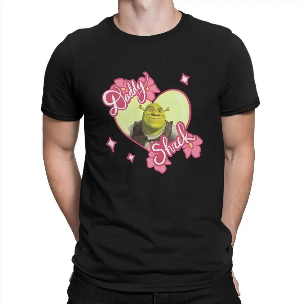 Shrek การ์ตูน T-shirt สำหรับผู้ชาย ทำจากผ้าคอotton สวมใส่ง่ายทั้งวัน
