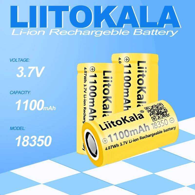 C 1-0Pcs Liitokala Highest Capacity 18350 1100Mah Battery Inr18350 3.7V Rechargable Batteries Li-Io