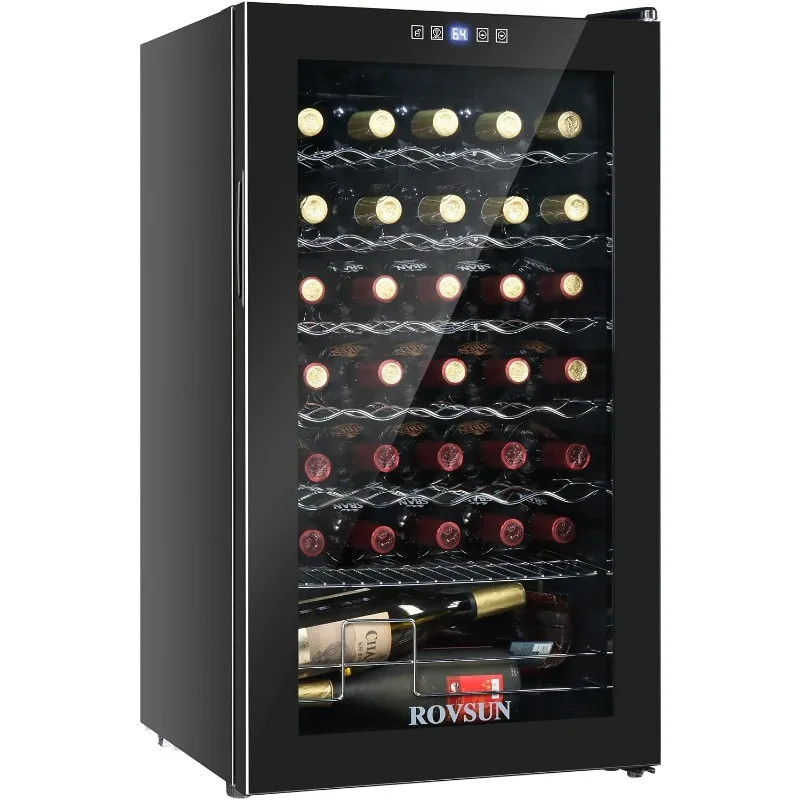 Tools.34 Bottle Wine Cooler Refrigerator, Freestanding Compressor Wine Chiller, Beverage Wine Fridg