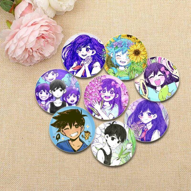 การ์ตูนป้ายอะนิเมะ RPG Omori รอบ Pins คอสเพลย์ Handmade Tinplate เข็มกลัดสําหรับกระเป๋าเป้สะพายหลังเ