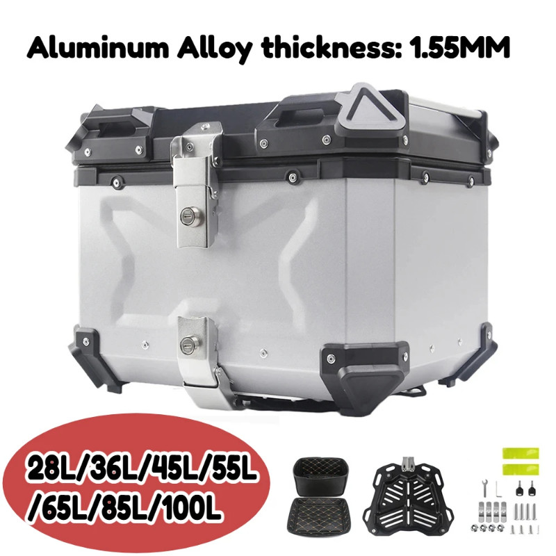 55L 65L 80L Universal Motorcycle Rear Luggage Trunk Storage Moto Top Case Box Waterproof Helmet Key