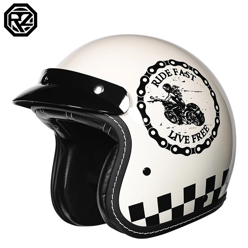 ORZ motorcycle helmet for men and women 3C certification 3/4 helmet retro half helmet motorcycle co